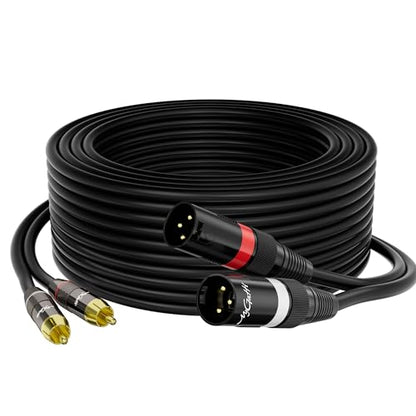 Dual XLR to 2 RCA Stereo Audio Cable 6 FT, Unbalanced 2 XLR to 2 RCA Male Interconnect Cable,【Zinc Alloy Shell, OFC, Gold-Plated Plug】for Home Theater, Microphone, Speaker, Amplifiers, HiFi Systems - size: 6FT