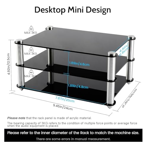 Mini Acrylic Audio Component Rack, Open 2-Layer Rack Aluminium Holders, Small Desktop Multimedia Storage, 3kg Load Capacity, for HiFi Audio Equipment Dac Amplifier Amp - color: B