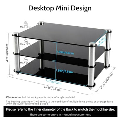 Mini Acrylic Audio Component Rack, Open 2-Layer Rack Aluminium Holders, Small Desktop Multimedia Storage, 3kg Load Capacity, for HiFi Audio Equipment Dac Amplifier Amp - color: B