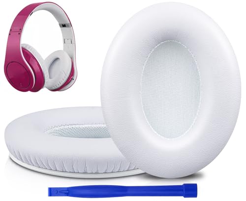 SOULWIT Replacement Ear Pads Cushions for Monster Beats Studio 1.0 (1 st Gen) Headphones by Dr. Dre (Do Not Fit Studio 2 and Studio 3), Earpads with Soft Protein Leather (White) - color: White