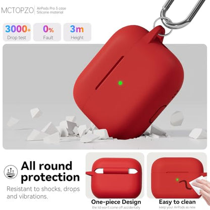 for AirPods Pro 3 Case 2025,Come with Cleaner Kit,Red | Silicone Protective Cover for Airpod Pro 3rd Generation Case with Keychain,for Women Men,One-Piece Design,Shockproof - color: D-Red