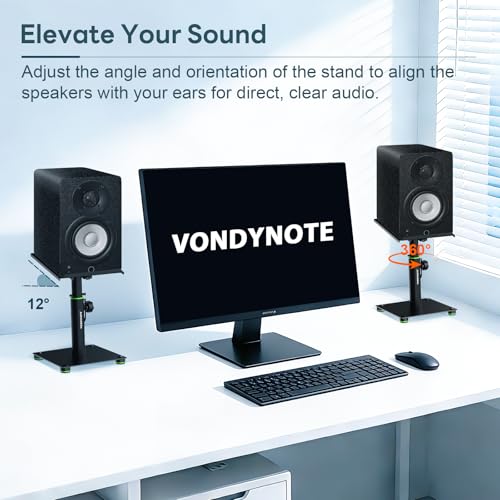 Vondynote Desk Studio Monitor Stands 11"-16" Monitor Speaker Stands 12°Tilt