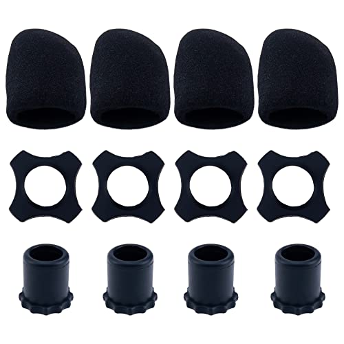 4pcs Microphone Protection Shakeproof Anti-Rolling Wireless Handheld Microphone Silicone Ring Microphone Windscreen Foam Cover Black - style: 4 Sets, Black