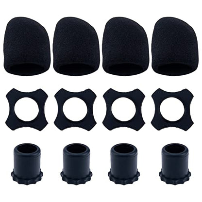 4pcs Microphone Protection Shakeproof Anti-Rolling Wireless Handheld Microphone Silicone Ring Microphone Windscreen Foam Cover Black - style: 4 Sets, Black