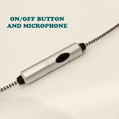 Hi-Fi Sound Earbuds Hands-Free Earphones w Mic Dual Metal Headphones Headset in-Ear Wired 3.5mm [Silver] Compatible with iPod Touch 4th Gen 3rd Gen 2nd Gen 1st Gen Nano 7th Gen 5th Gen