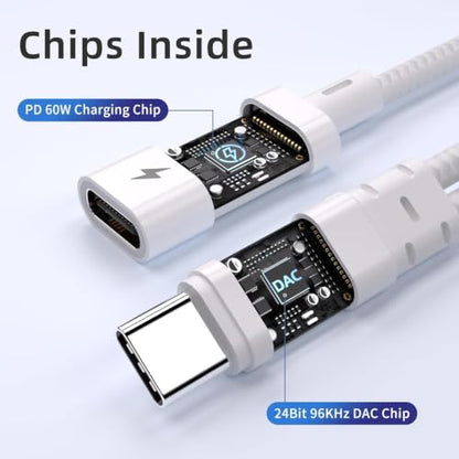 USB c to 3.5mm headphone adapter with charging, 2 in 1 USB C to 3.5mm Aux Audio Jack Dongle with PD 30W Fast Charging Port, Compatible with iPhone 17/16, Galaxy S26/S25, Google Pixel 10/9, for Car AUX