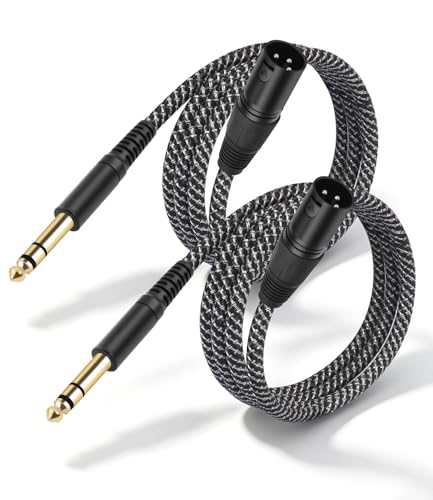 2Pack 1/4 Inch TRS to XLR Male Balanced Microphone Cable ,6.6FT,Braid | 1/4 to XLR Cable 6.35mm TRS Cable XLR Audio Cable TRS to XLR Male Female Audio Microphone Mixer Amplifier Studio Monitor - color: 6FT, size: XLR Male to 6.35