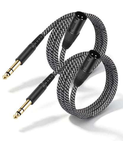 2Pack 1/4 Inch TRS to XLR Male Balanced Microphone Cable ,6.6FT,Braid | 1/4 to XLR Cable 6.35mm TRS Cable XLR Audio Cable TRS to XLR Male Female Audio Microphone Mixer Amplifier Studio Monitor - color: 6FT, size: XLR Male to 6.35