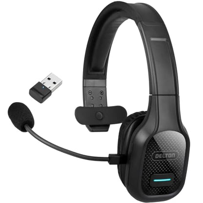 Delton 20X Wireless Computer Headset with USB Dongle | Trucker Bluetooth Headset with Noise Canceling Mic, 35Hrs Talk Time, For Cell Phone, Drivers, Office, Call Center - Black - size: Headset with USB Dongle