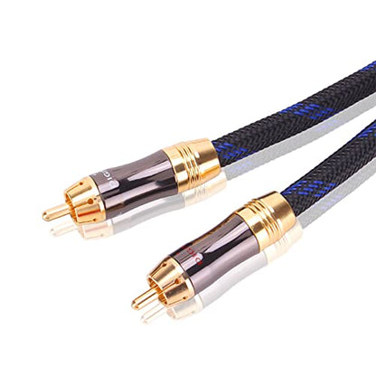 Dual Shielded (OD 8.0mm) 1 RCA Male to 2 RCA Male Audio Cable RCA Y-Adapter Subwoofer Cable (4 Feet) - size: 4 Feet