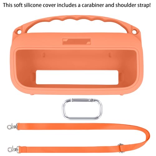 co2CREA Soft Silicone Case for Bose SoundLink Flex 2nd Gen, Orange | Skin-Friendly Handle, Adjustable Shoulder Strap, Crossbody Carrying, Aluminum Carabiner, Lightweight - color: Orange Case