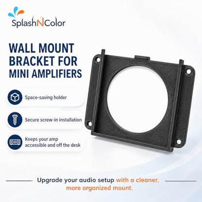 SplashNColor Wall Mount Bracket for Wuzhi Audio ZK-502H Bluetooth Amplifier – Space-Saving Holder | Screw-in Installation | Keeps Mini Amp Secure and Off the Desk | Home Audio