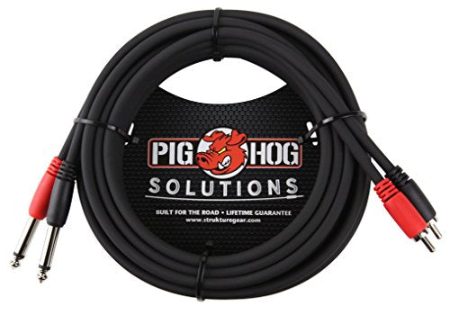 Pig Hog PD-R1415 Dual RCA (Male) to Dual 1/4" Mono (Male) Cable, 15 Feet - size: 15 feet