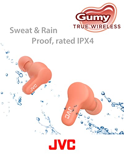 JVC Gumy True Wireless Earbuds, Bluetooth 5.3, Charging Case, 24-Hour Playback, IPX4 Water Resistant, Comfortable Secure Fit with XS/S/M/L Earpieces, Built-in Mic for Calls, iPhone/Android/PC - HAA7T2 - color: Pink