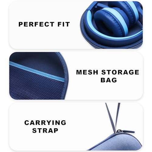 Kids Headphone Case for Acer/iClever/Candy Bila, Blue(Case Only) | for iClever BTH12/HS19/BTH22/BTH20/BTH18/BTH26, JBL Junior 320/320BT, MIDOLA, JoySpark, eKids, ADOOPE, JLab Kids Headphones - color: Blue