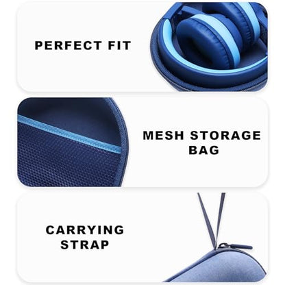Kids Headphone Case for Acer/iClever/Candy Bila, Blue(Case Only) | for iClever BTH12/HS19/BTH22/BTH20/BTH18/BTH26, JBL Junior 320/320BT, MIDOLA, JoySpark, eKids, ADOOPE, JLab Kids Headphones - color: Blue