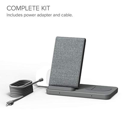 iOttie iON Wireless Duo CERTIFIED BY GOOGLE 15W Stand + 5W Pad Qi-Certified Charger | Compatible with Google, Google Pixel, Pixel Buds | Includes Power Cable & Adapter | Dark Grey - style: iON Wireless