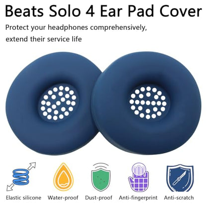 Solo 4 Protective Case, Compatible with Beats Solo 3/Solo2 Headphones, Precise Fit Shockproof Silicone Cover with Carrying Clip, Sweatproof Dustproof Skin for Gym & Travel, Easy to Install (Dark Blue) - color: Dark Blue