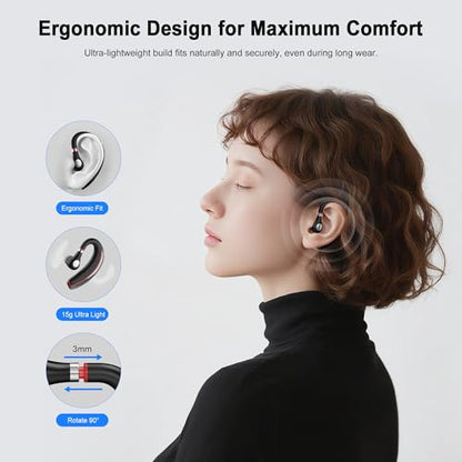 Bluetooth Headset,Wireless Bluetooth Earpiece,Headphones for Work | 15g Ultralight,500mAh Charging Case,72H Playtime for Work,V5.3 Hand-Free Comfortable Fit with Mic for Trucker/Office