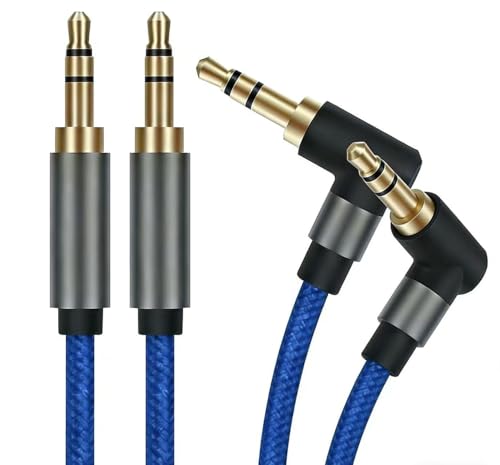 3.5mm Nylon Braided Aux Cable Cord 5ft/1.5m 2 Pack,Hi-Fi Sound, Audio Auxiliary Input Adapter Male to Male for Headphones, Car, Home Stereos, Speaker, iPhone, iPad, iPod, Echo & More