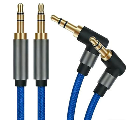3.5mm Nylon Braided Aux Cable Cord 5ft/1.5m 2 Pack,Hi-Fi Sound, Audio Auxiliary Input Adapter Male to Male for Headphones, Car, Home Stereos, Speaker, iPhone, iPad, iPod, Echo & More