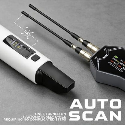 MSS2 Professional Wireless Microphone System, Auto Scan | Dual Antenna Diversity Transmission, 300ft Range, Dynamic Microphones for Karaoke Singing, DJ, Church, Party, Wedding