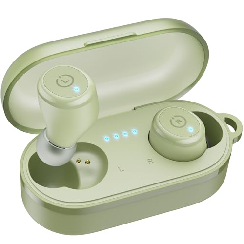 TOZO T10 Wireless Earbuds Powerful Bass Stereo Wireless Charging, APP, IPX8 | Waterproof, 55H Playtime, Ergonomic Design In Ear buds, App Customize EQ, Bluetooth 5.3 Headphones for Work, Travel, Green - color: Light Green