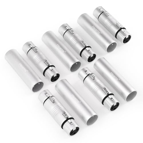 10 Pack (5 Pair) Professional XLR Adapter, Noise Free, Long-Lasting | 3 Pin XLR Female to Female & Male to Male Connector, XLR Gender Changers, Fit for Microphone, Audio Mixer, Speaker, Silver - size: 5 Pair