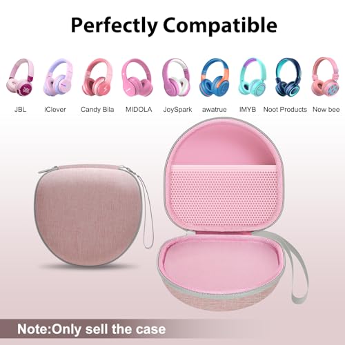 Kid Headphone Case Compatible with JBL/iClever Etc Headphone,Pink,Case Only | Compatible with JBL Junior JR 320 320BT/iClever BTH12 HS19 BTH20 BTH22 BTH26/Candy Bila/Acer/MIDOLA/JoySpark Etc Headphone - color: Pink