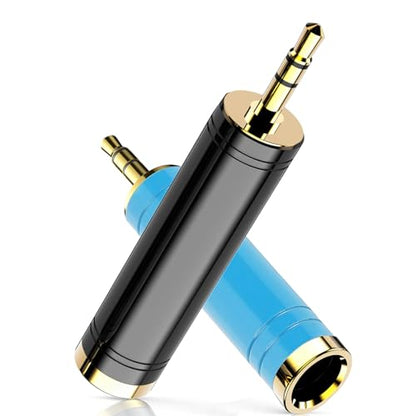 2-Pack 3.5mm to 1/4 Adapter | 1/8 Male to 1/4 Female Headphone Jack Adapter, Microphone Converter for Amp, Guitar, Piano, Mixing Console, Stereo, Laptop - style: 2 pair 3.5mm