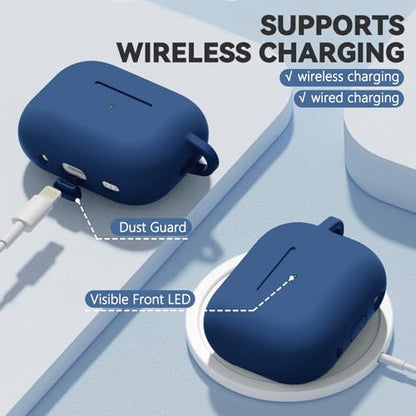 Ljusmicker for AirPods Pro 3 Case 2025 with Magnetic Lock,Blue | Soft Silicone Protective Cover for Apple AirPod Pro 3rd Generation Case with Cleaner Kit & Keychain for Women Men,Shockproof - color: A1-Blue