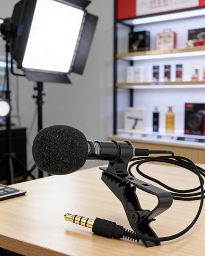 3.5mm Lavalier Lapel Clip-on Omnidirectional Microphone, Hands-Free Mic for Phone, Camera - color: Black, size: 1-Pack