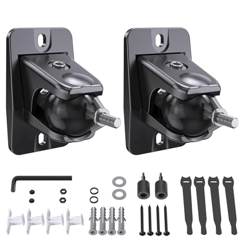 Surround Sound Speaker Wall Mount for Samsung Q990F, Q990D, Roku, 2 Pack | Universal Rear Satellite Speaker Mount Bracket with 1/4"-20 4mm 5mm Thread and Keyhole, 11 lbs Capacity