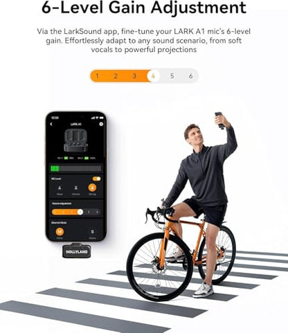 Hollyland Lark A1 Mini Duo Wireless Lavalier Microphone for USB-C Smartphones, 2 Person Clip-On Mic System with Noise Cancellation, 48kHz/24-Bit Audio, Charging Case, Windshields