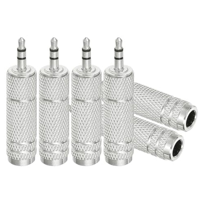 MECCANIXITY 4Pcs TRS 3.5mm Male to 6.35mm Female 1/8" Plug to 1/4" Silver | Stereo Headphone Adapter, Jack, Audio Converter, Nickel Plated, for Guitars Speakers Laptops Signal Conversion - color: Silver
