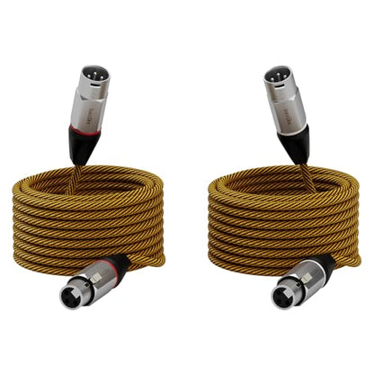 XLR Cables 25 ft 2 Pack，Durable Nylon Braided Male to Female Microphone Cable,Cord for Recording Mixer Amplifie Speaker, OFC Shielded and Balanced XLR - size: 25 Feet, style: 2 Pack