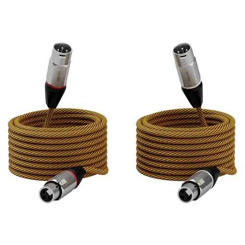XLR Cables 25 ft 2 Pack，Durable Nylon Braided Male to Female Microphone Cable,Cord for Recording Mixer Amplifie Speaker, OFC Shielded and Balanced XLR - size: 25 Feet, style: 2 Pack