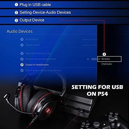 EKSA E900 Pro USB Gaming Headset for PC, 7.1 Surround Sound, 50MM Driver | Computer Headset with Detachable Noise Cancelling Mic, Headphones with Microphone for PS4/PS5, Xbox One, Laptop, Office - color: Wired Black-Red