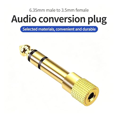 Stereo Headphone Adapter, Gold Plated 6.35mm (1/4) Male to 3.5mm (1/8) Female Audio Jack Plug for Guitar, AMP, Mixer, Speakers - 2 Pack