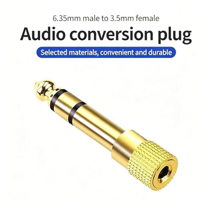 Stereo Headphone Adapter, Gold Plated 6.35mm (1/4) Male to 3.5mm (1/8) Female Audio Jack Plug for Guitar, AMP, Mixer, Speakers - 2 Pack