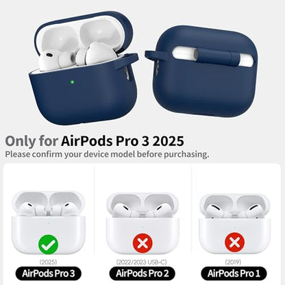 RFUNGUANGO Silicone Protective Case for AirPods Pro 3, Midnight Blue - color: Pro 3‑SIL‑Midnight Blue