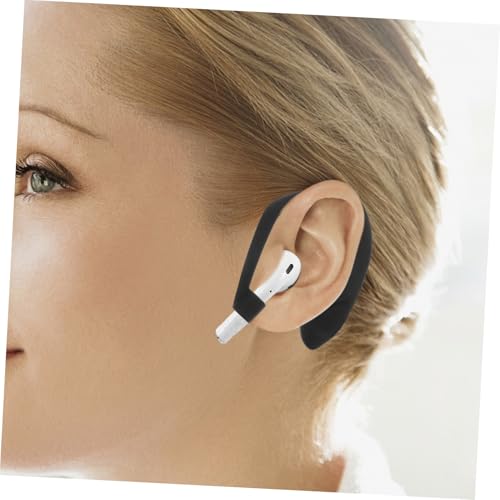 Housoutil 1pair Silicone Ear Hooks for Earbuds Slip Comfortable Fit for Running Jogging Cycling Compatible Earphone Models Black Silicone Accessories