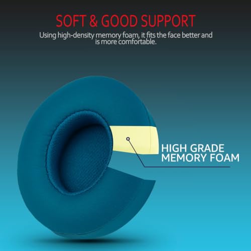 Krone Kalpasmos Beats Solo 3 Earpad Replacement for Solo 2 & Solo 3 | Soft Memory Foam Beats Solo 3 Replacement Ear Pads with Protein Leather, Durable Beat Headphone Cover for Solo 2/3, Pop Blue - color: Pop Blue