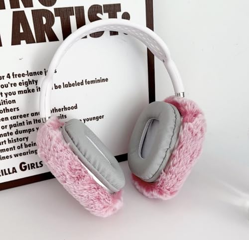 Fluffy Plush Case for AirPods Max Headphones, Cute Furry Fur Ear Cups Skin Soft Slicone Protective Cover for AirPods Max(Pink) - color: Pink
