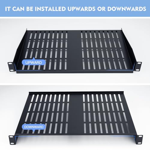 2PCS 1U Server Rack Shelf, Suitable for 19" Network Equipment Racks and Cabinets, Ventilated Cantilever Tray, Depth of 12 inches, Well-Ventilated (12") - size: 12"