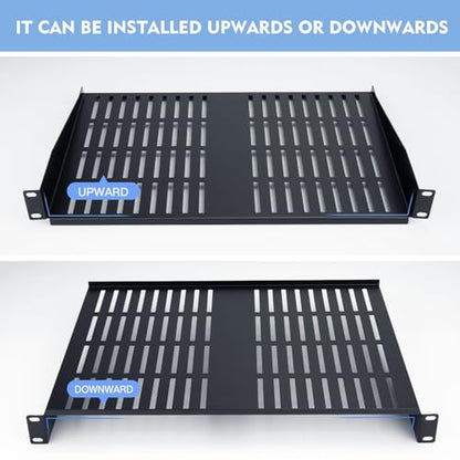 2PCS 1U Server Rack Shelf, Suitable for 19" Network Equipment Racks and Cabinets, Ventilated Cantilever Tray, Depth of 12 inches, Well-Ventilated (12") - size: 12"