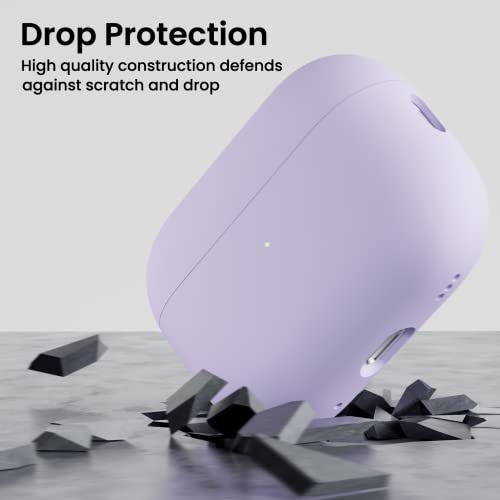 ORNARTO Compatible with AirPods Pro 2 Case 2022, Full Protective Hybrid Silicone for AirPods Pro 2nd Generation Case, Front LED Visible Skin Cover-Pastel Lilac | Hybrid Silicone Rubber, Front LED Visible, Wireless Charging, Skin-Friendly Soft Touch, Anti-
