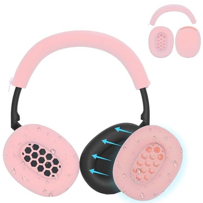 Adhiper XM6 Sweat Covers Accessories for Sony WH-1000XM6 - Pink | Soft Silicone Case, 2-in-1 Headphone Cover with Earpad Covers & Headband Cover, Sweatproof & Easy to Clean & Secure Fit - color: Pink