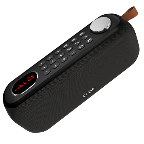 Portable Bluetooth Speaker FM Radio Digital, Support USB/SD Card MP3 Music Player/AUX/REC, Build-in 3000mAh Rechargeable Battery, 10W Powerful Speaker and Earphone Jack for Indoor Outdoor