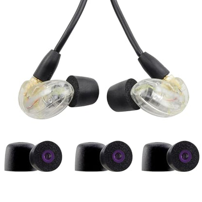 Replacement Memory Foam Ear Tips for Shure SE215 PRO SE215, M | Compatible with Shure SE112 SE315 SE425 SE535 SE846 Aonic4 Aonic5 Earphones, Ultimate Comfort, 3 Pairs (Black) - size: Medium